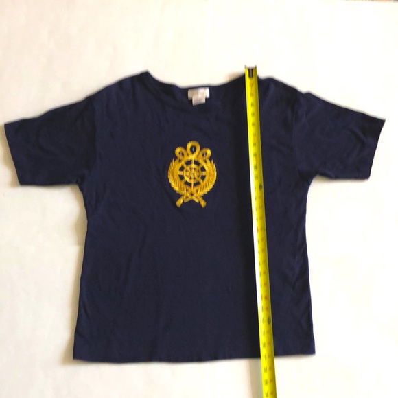 Tara Vanessa ONE SIZE (XL) T-shirt Dark Blue Navy & Gold 4 Crystal Embellished - Picture 3 of 7